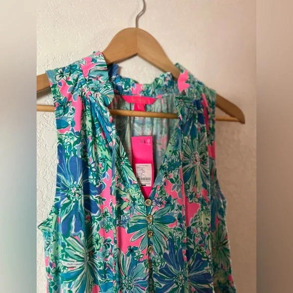 Lilly Pulitzer NWT Maxi Floral Sleeveless Dress in Pink and Green - Picture 4 of 10